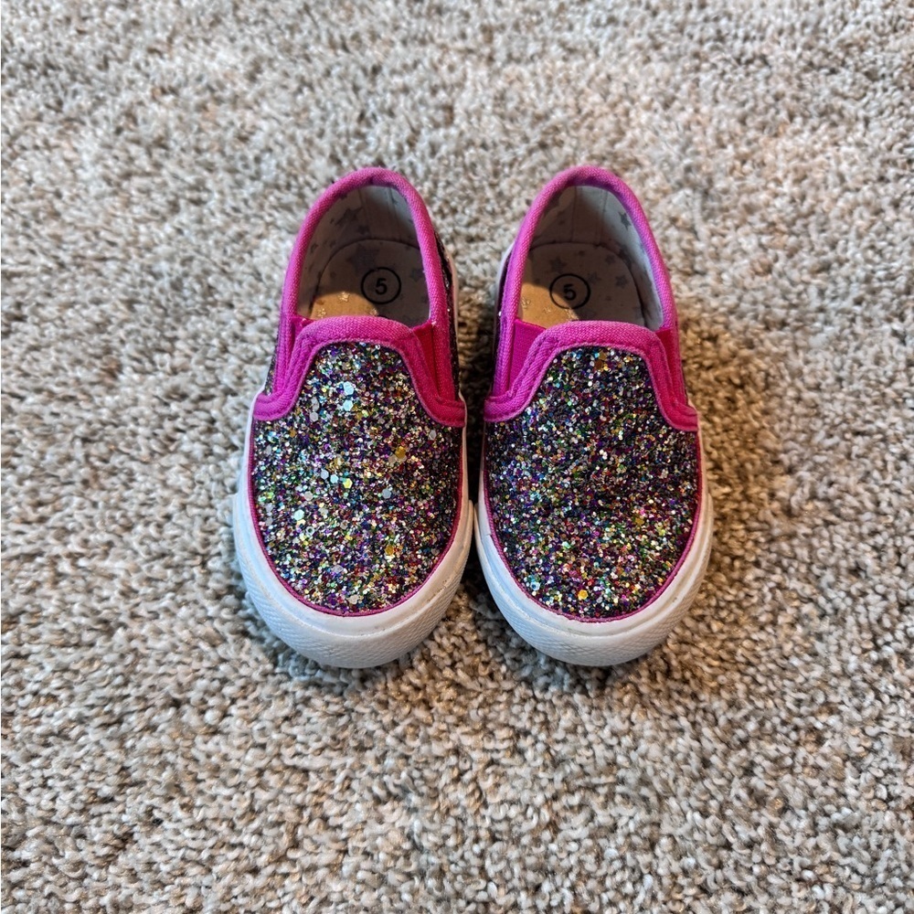 Cat & Jack toddler girl glitter slip on shoes loafers size 5 - Picture 8 of 8